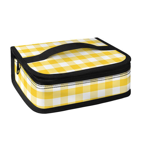 Yellow And White Gingham Pattern Print Small Lunch Bag
