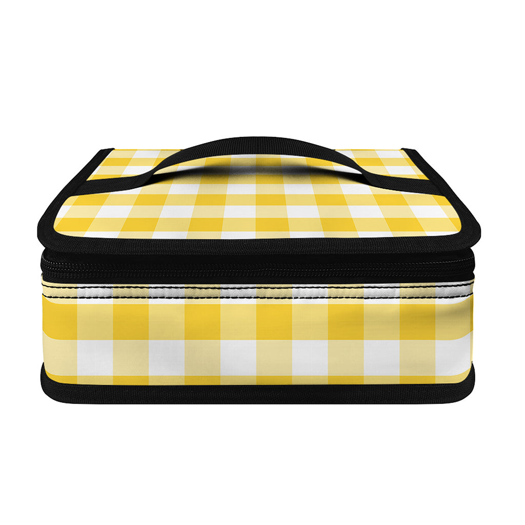 Yellow And White Gingham Pattern Print Small Lunch Bag