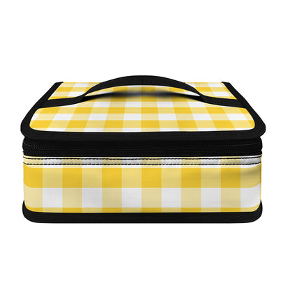 Yellow And White Gingham Pattern Print Small Lunch Bag