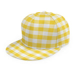 Yellow And White Gingham Pattern Print Snapback Cap