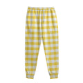 Yellow And White Gingham Pattern Print Sweatpants