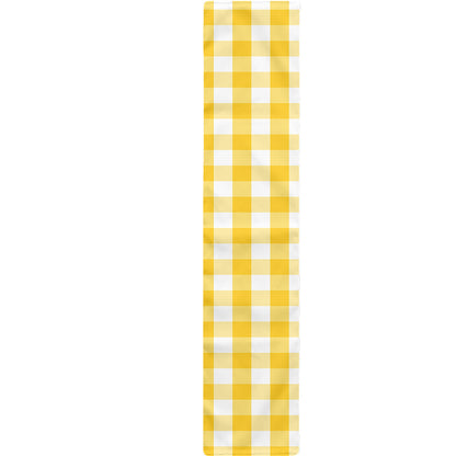 Yellow And White Gingham Pattern Print Table Runner
