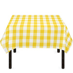 Yellow And White Gingham Pattern Print Tablecloth