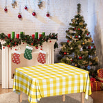 Yellow And White Gingham Pattern Print Tablecloth