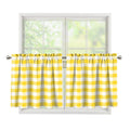 Yellow And White Gingham Pattern Print Tier Curtains
