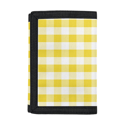 Yellow And White Gingham Pattern Print Trifold Wallet