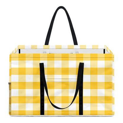 Yellow And White Gingham Pattern Print Utility Tote Bag