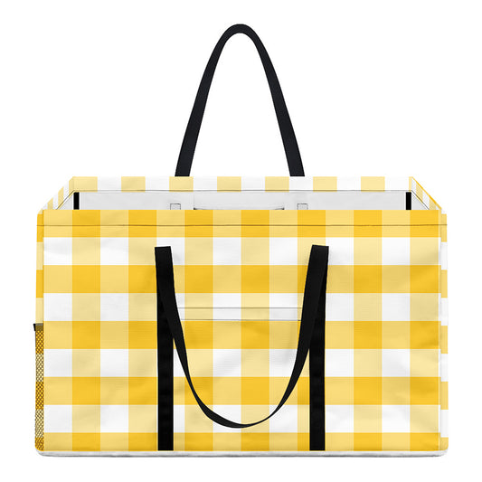 Yellow And White Gingham Pattern Print Utility Tote Bag