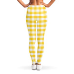Yellow And White Gingham Pattern Print Women's Leggings