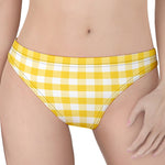 Yellow And White Gingham Pattern Print Women's Thong