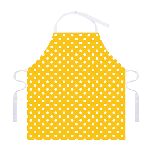 Yellow And White Polka Dot Pattern Print Adjustable Apron