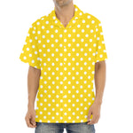 Yellow And White Polka Dot Pattern Print Aloha Shirt