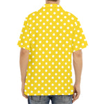 Yellow And White Polka Dot Pattern Print Aloha Shirt