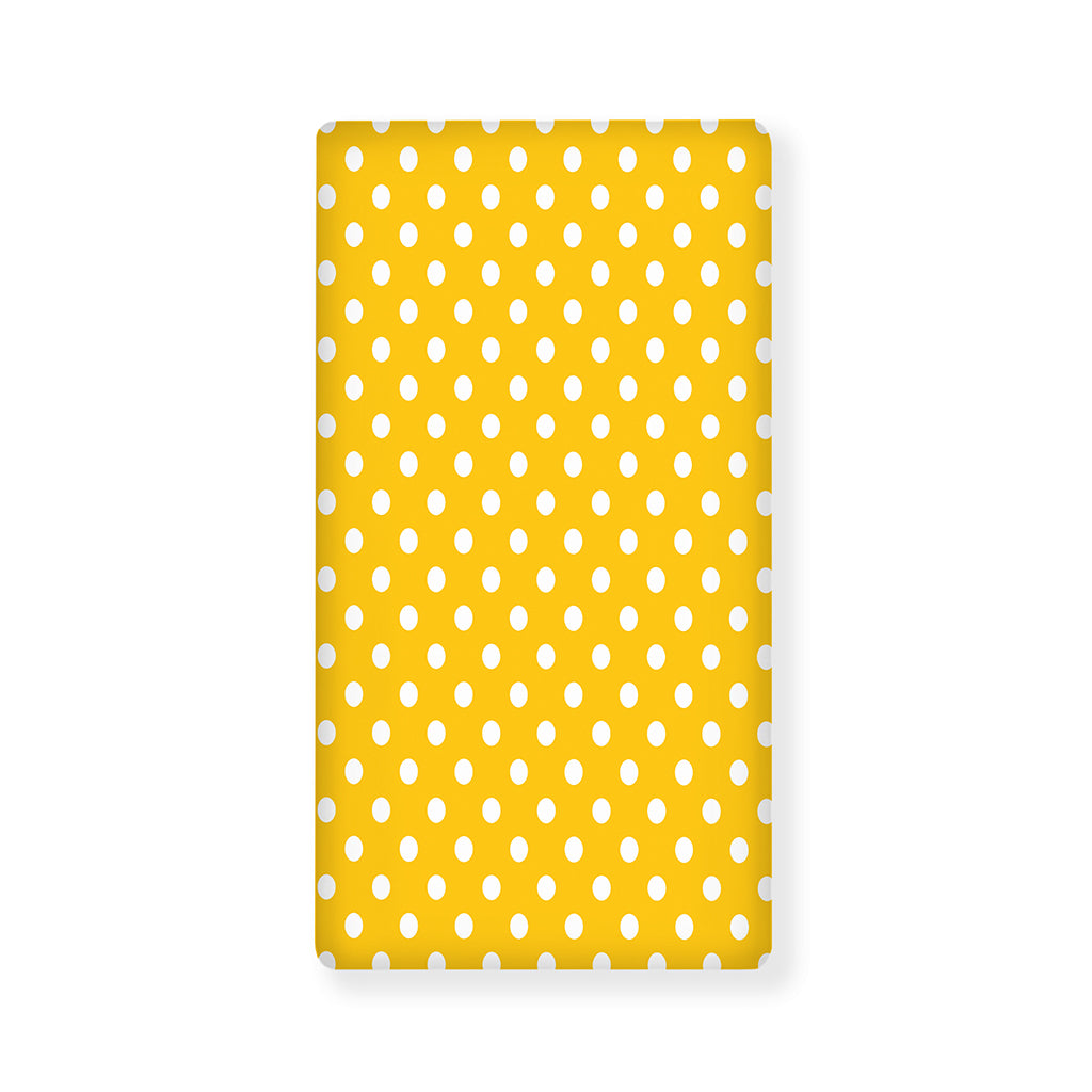 Yellow And White Polka Dot Pattern Print Baby Crib Sheet