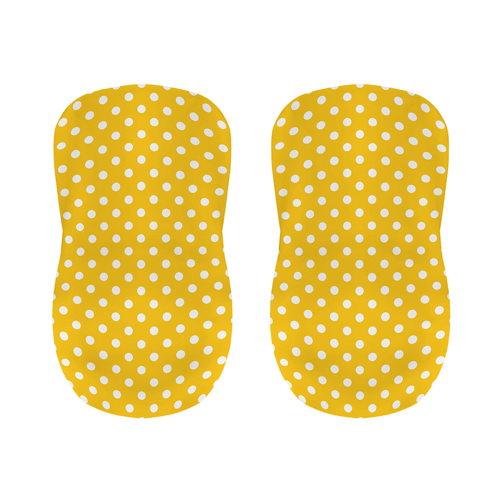 Yellow And White Polka Dot Pattern Print Bar Stool Covers