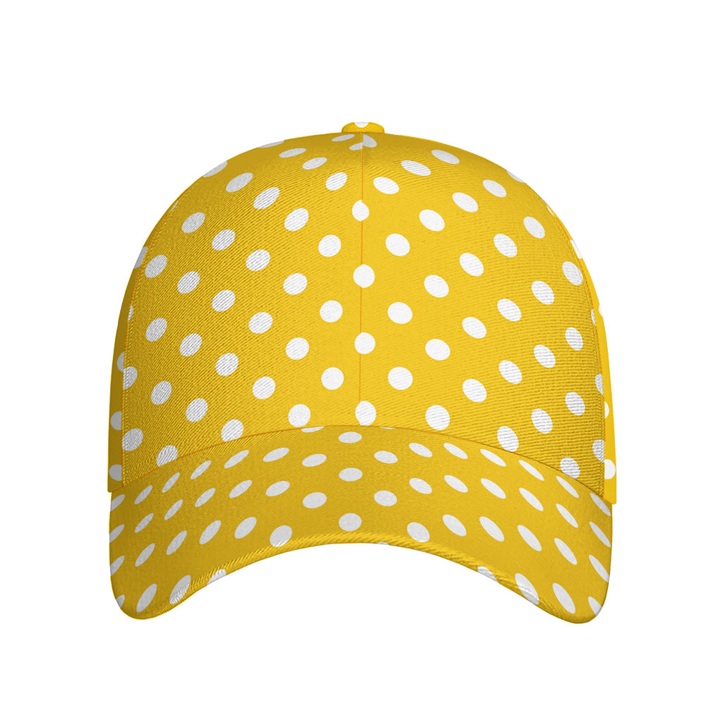 Yellow And White Polka Dot Pattern Print Baseball Cap