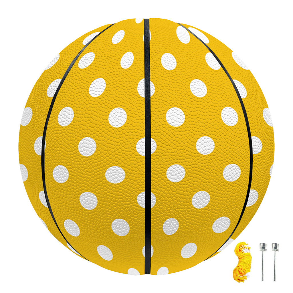 Yellow And White Polka Dot Pattern Print Basketball