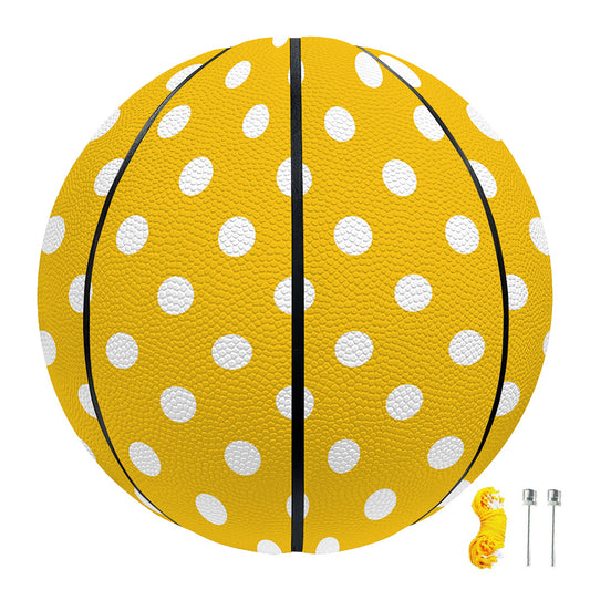 Yellow And White Polka Dot Pattern Print Basketball