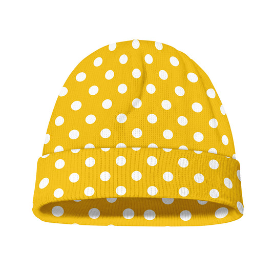 Yellow And White Polka Dot Pattern Print Beanie