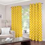 Yellow And White Polka Dot Pattern Print Blackout Grommet Curtains