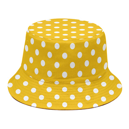 Yellow And White Polka Dot Pattern Print Bucket Hat