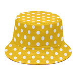 Yellow And White Polka Dot Pattern Print Bucket Hat