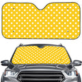 Yellow And White Polka Dot Pattern Print Car Windshield Sun Shade