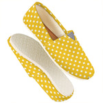 Yellow And White Polka Dot Pattern Print Casual Shoes