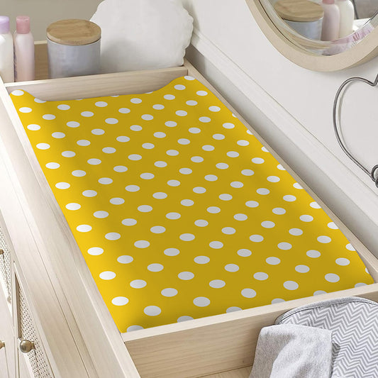 Yellow And White Polka Dot Pattern Print Changing Pad Cover