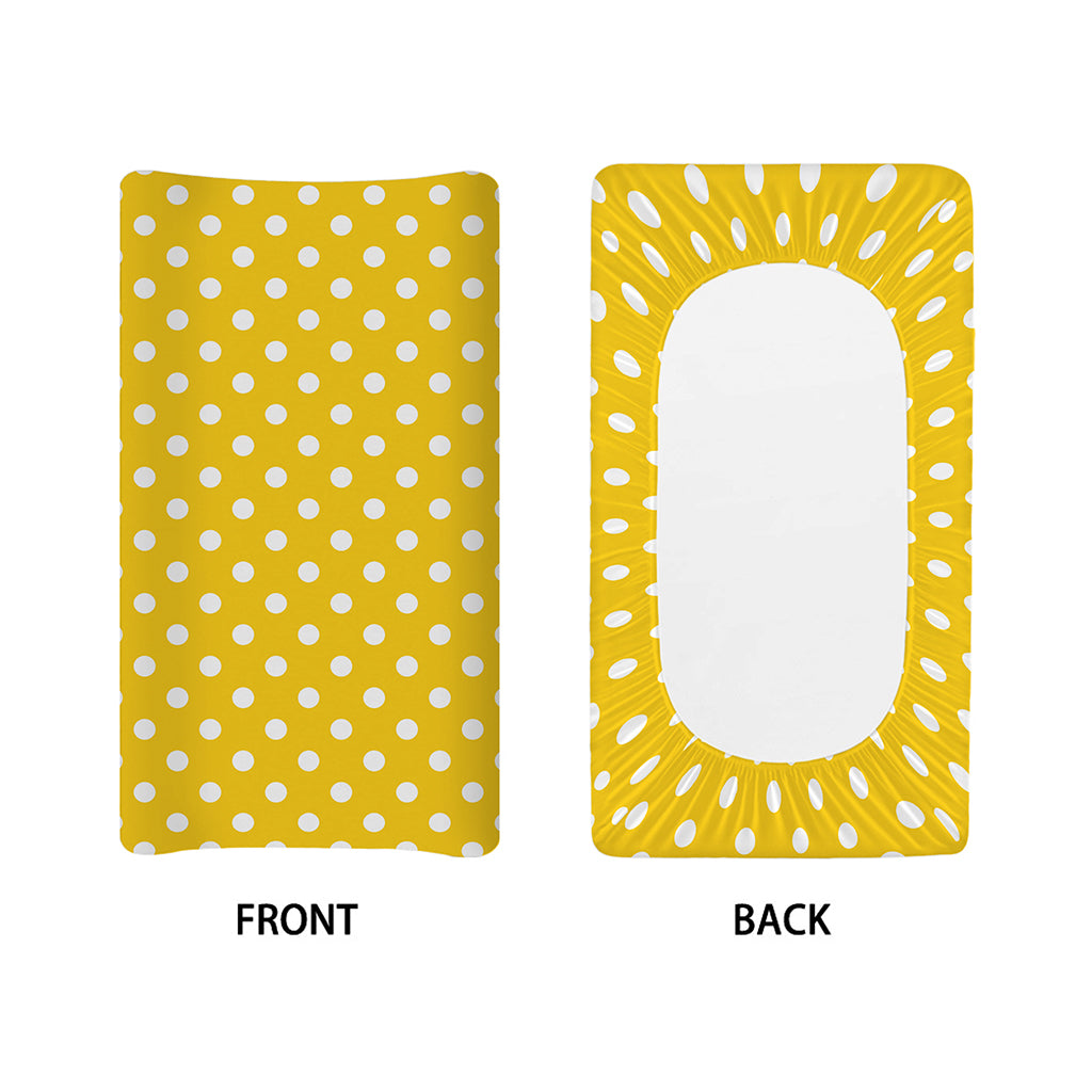Yellow And White Polka Dot Pattern Print Changing Pad Cover