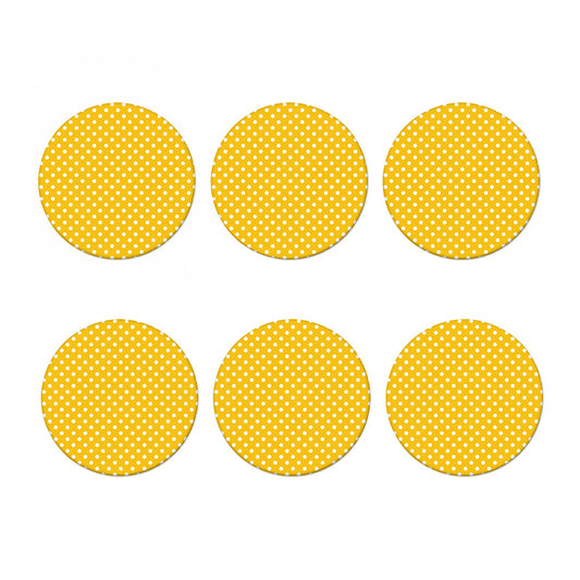Yellow And White Polka Dot Pattern Print Coaster Set