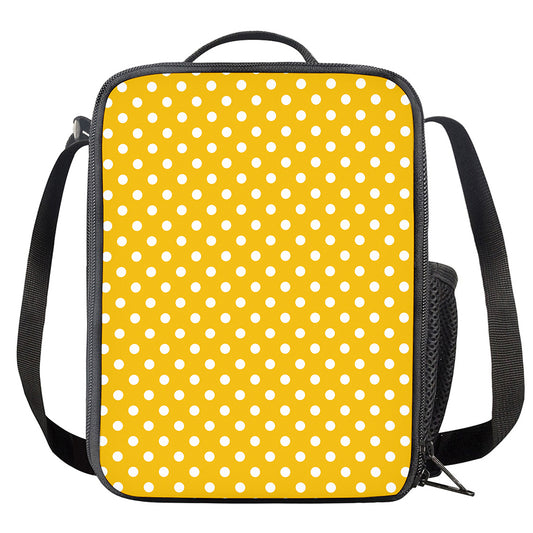 Yellow And White Polka Dot Pattern Print Crossbody Lunch Bag