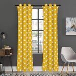 Yellow And White Polka Dot Pattern Print Curtain