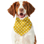 Yellow And White Polka Dot Pattern Print Dog Bandana