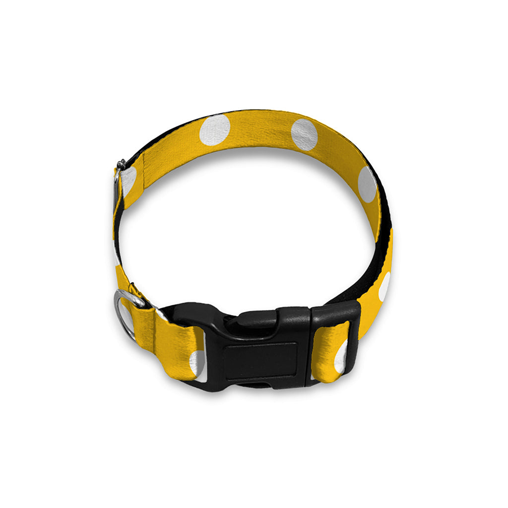 Yellow And White Polka Dot Pattern Print Dog Collar