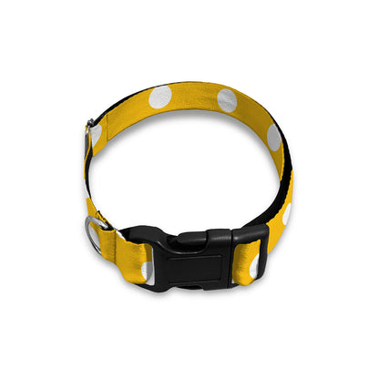 Yellow And White Polka Dot Pattern Print Dog Collar