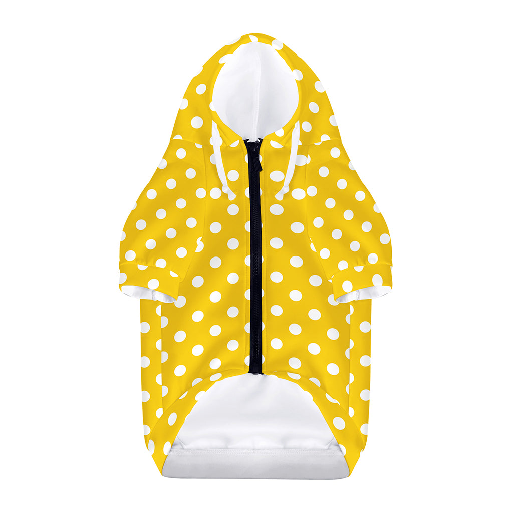 Yellow And White Polka Dot Pattern Print Dog Zip Up Hoodie