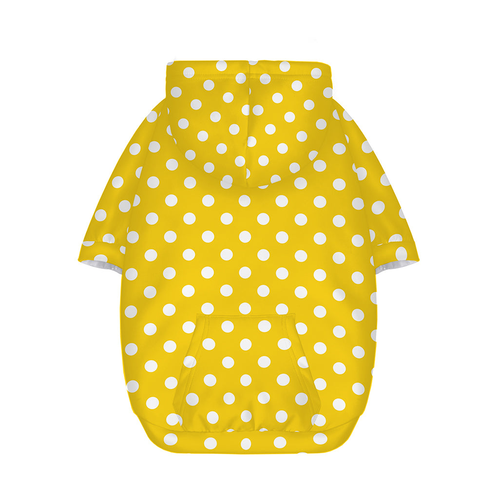Yellow And White Polka Dot Pattern Print Dog Zip Up Hoodie
