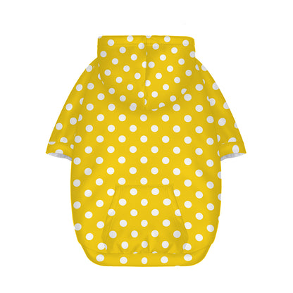 Yellow And White Polka Dot Pattern Print Dog Zip Up Hoodie