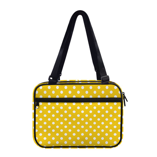 Yellow And White Polka Dot Pattern Print Double Strap Bible Bag