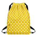 Yellow And White Polka Dot Pattern Print Drawstring Backpack