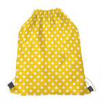 Yellow And White Polka Dot Pattern Print Drawstring Bag