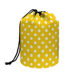 Yellow And White Polka Dot Pattern Print Drawstring Makeup Bag