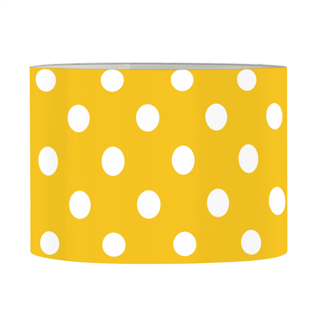 Yellow And White Polka Dot Pattern Print Drum Lamp Shade