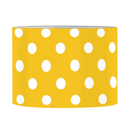 Yellow And White Polka Dot Pattern Print Drum Lamp Shade