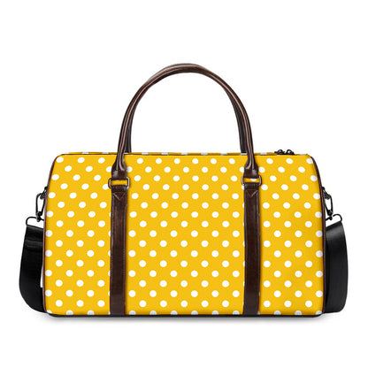 Yellow And White Polka Dot Pattern Print Duffle Bag