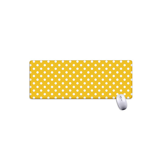 Yellow And White Polka Dot Pattern Print Extended Mouse Pad