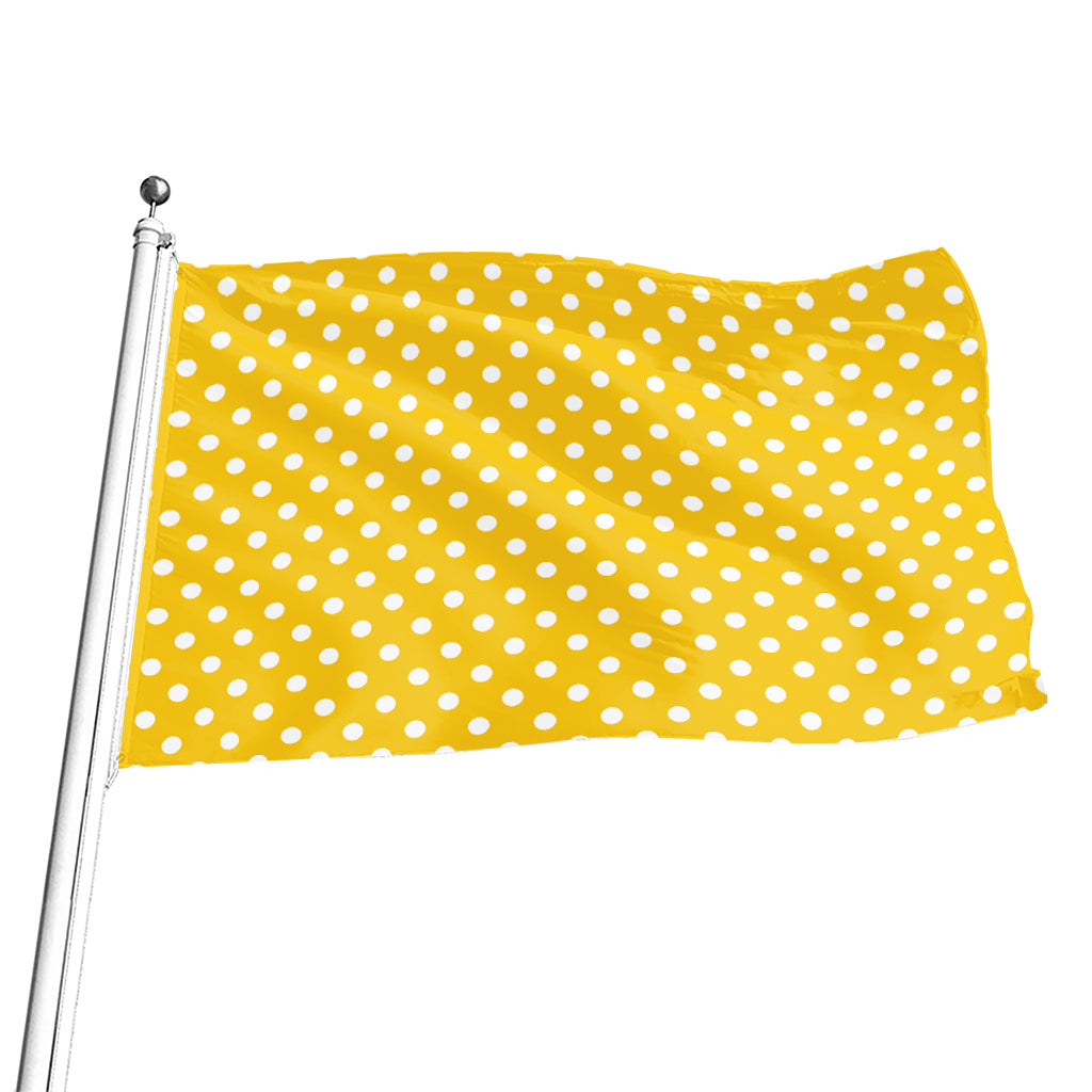 Yellow And White Polka Dot Pattern Print Flag
