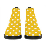 Yellow And White Polka Dot Pattern Print Flat Ankle Boots