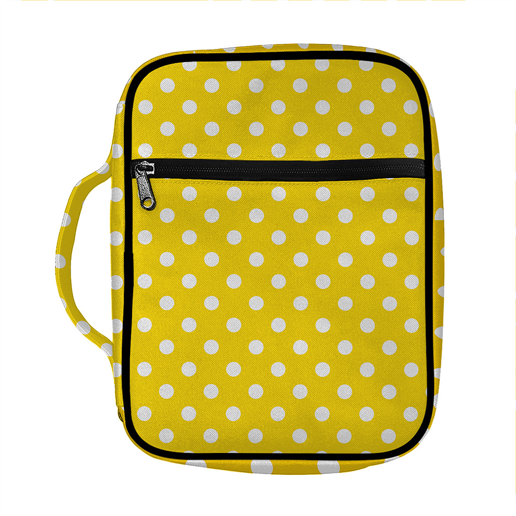 Yellow And White Polka Dot Pattern Print Front Pocket Bible Bag